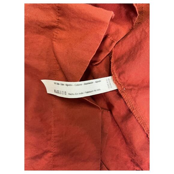 Free People Skirt Womens Medium Orange Midi Button Front Tie Boho Festival Chic - Picture 10 of 13